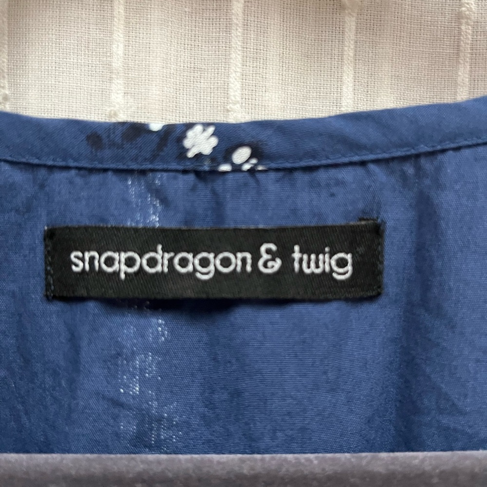 Snapdragon & Twig by Tulip Annie Indigo Blue Cotton Midi Dress size M - Picture 4 of 8